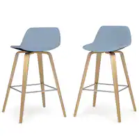 Simpli Home - Randolph Bentwood Counter Height Stool (Set of 2) - Denim Blue (Grey) - Front_Zoom