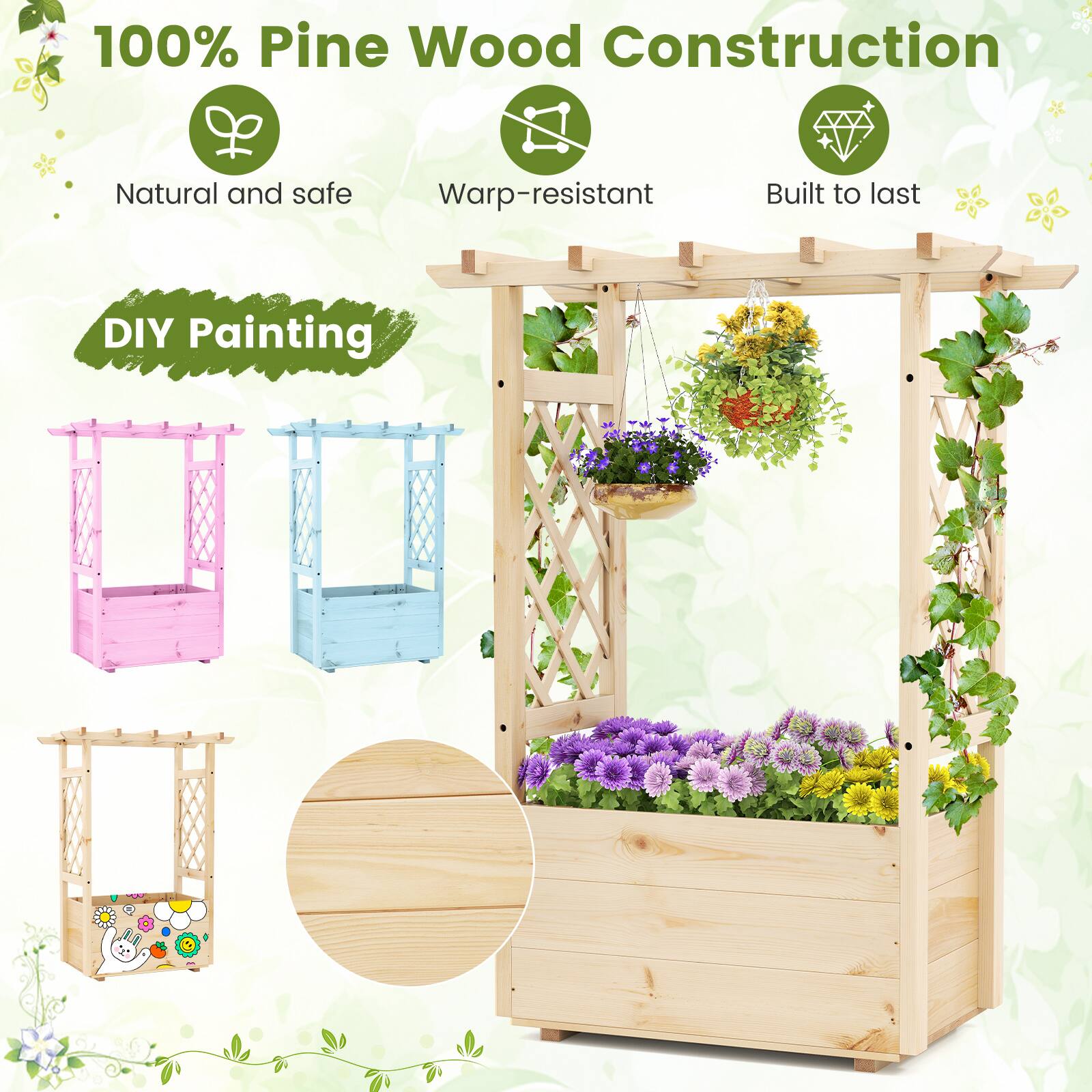 100% Pine Wood Construction

- Natural and safe
- Warp-resistant
- Built to last

DIY Painting