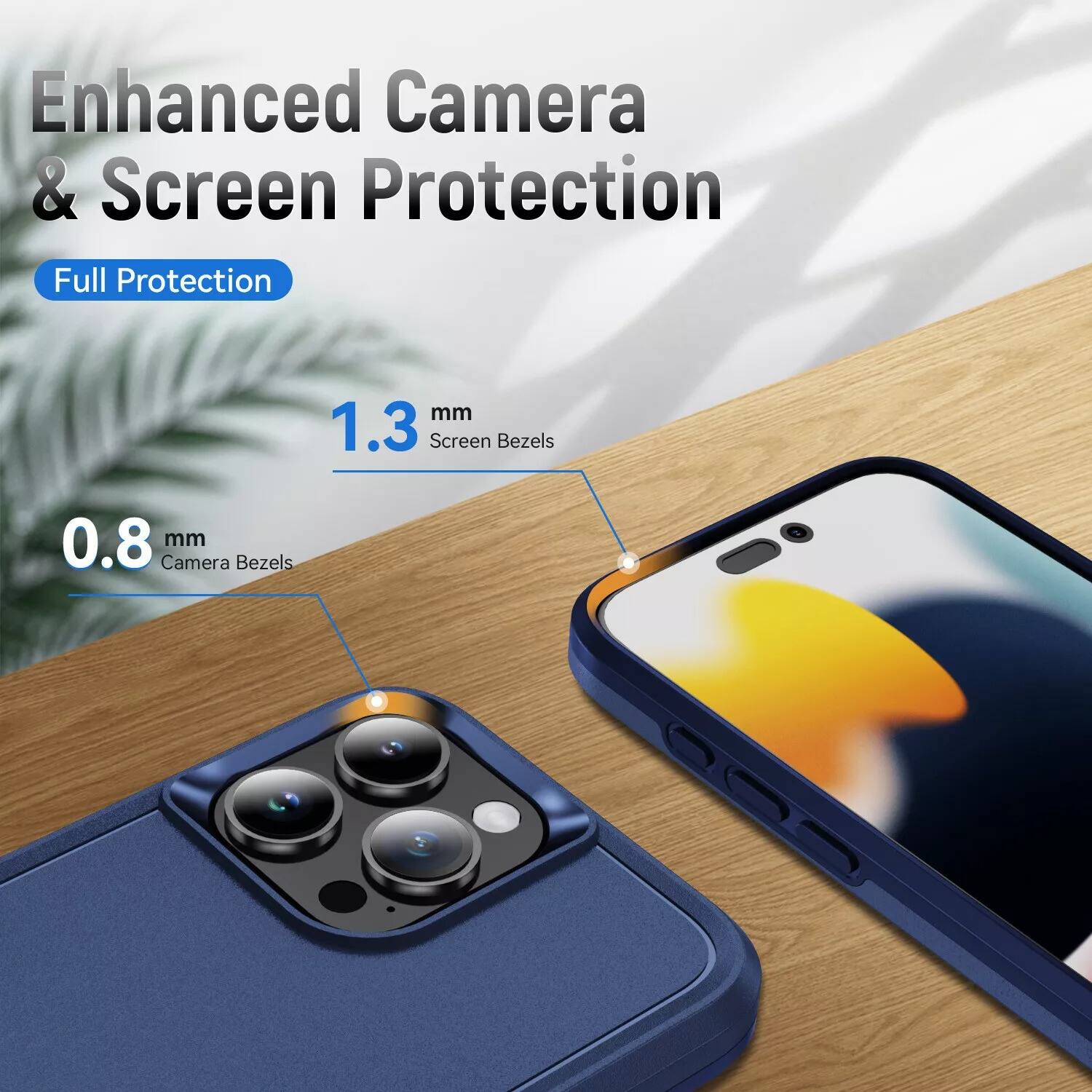 Enhanced Camera & Screen Protection

Full Protection

1.3 mm Screen Bezels

0.8 mm Camera Bezels