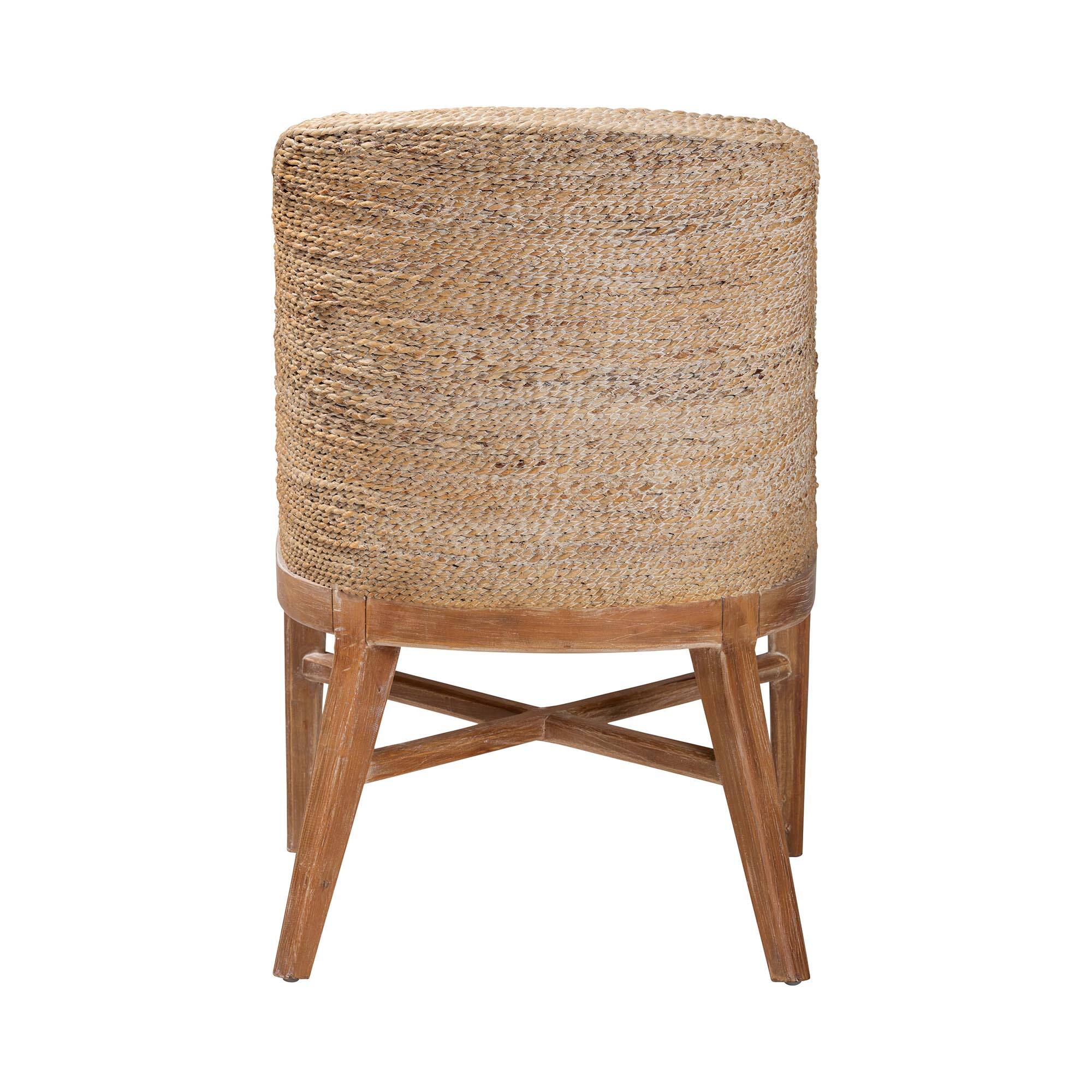 Back. bali & pari - Jasper Seagrass Dining Chair with Mahogany Wood Frame - Accent Chair with Woven Wingback and Cushioned Seat - White Wash.
