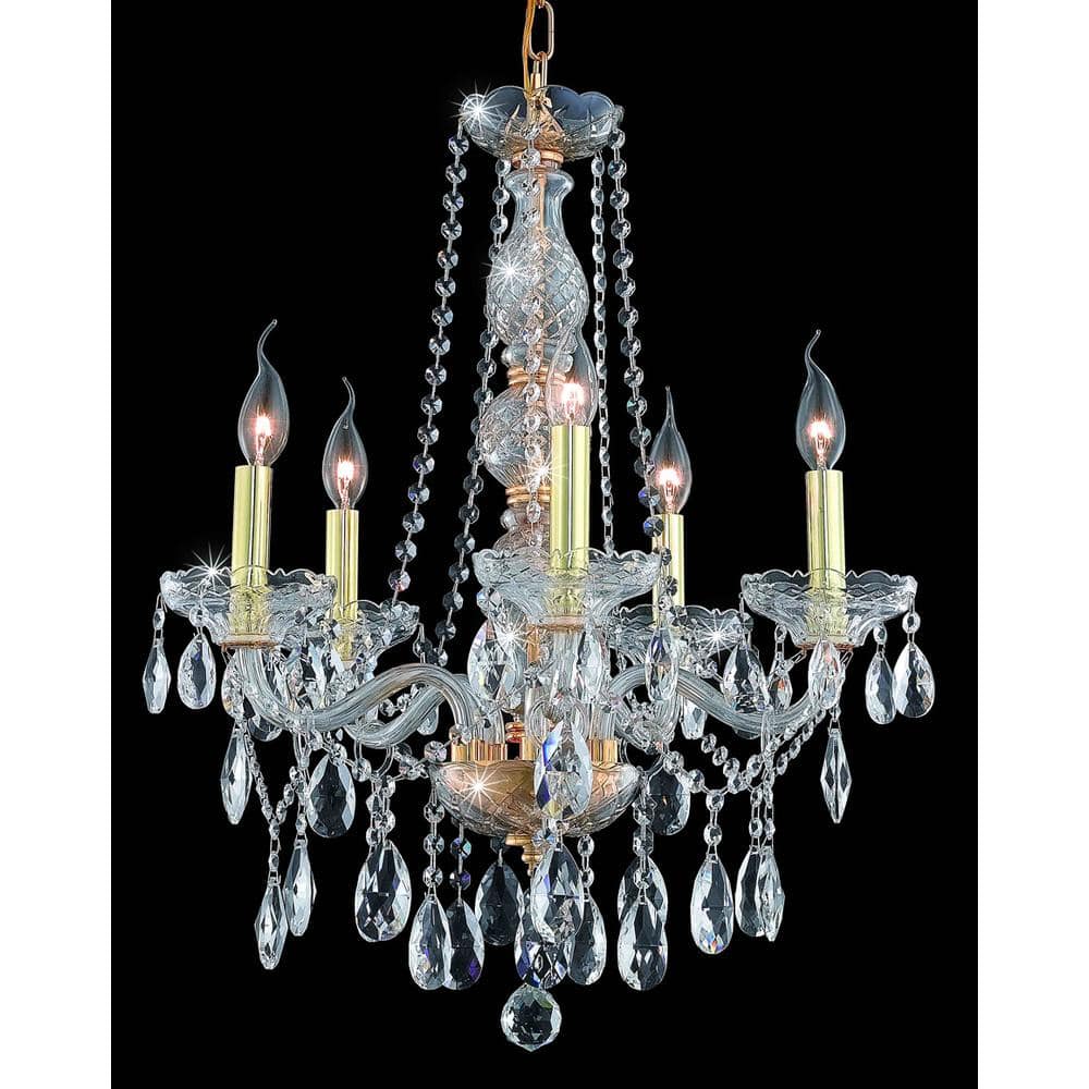 Elegant Lighting - Verona 5 light Chandelier Clear Royal Cut Crystal - Gold