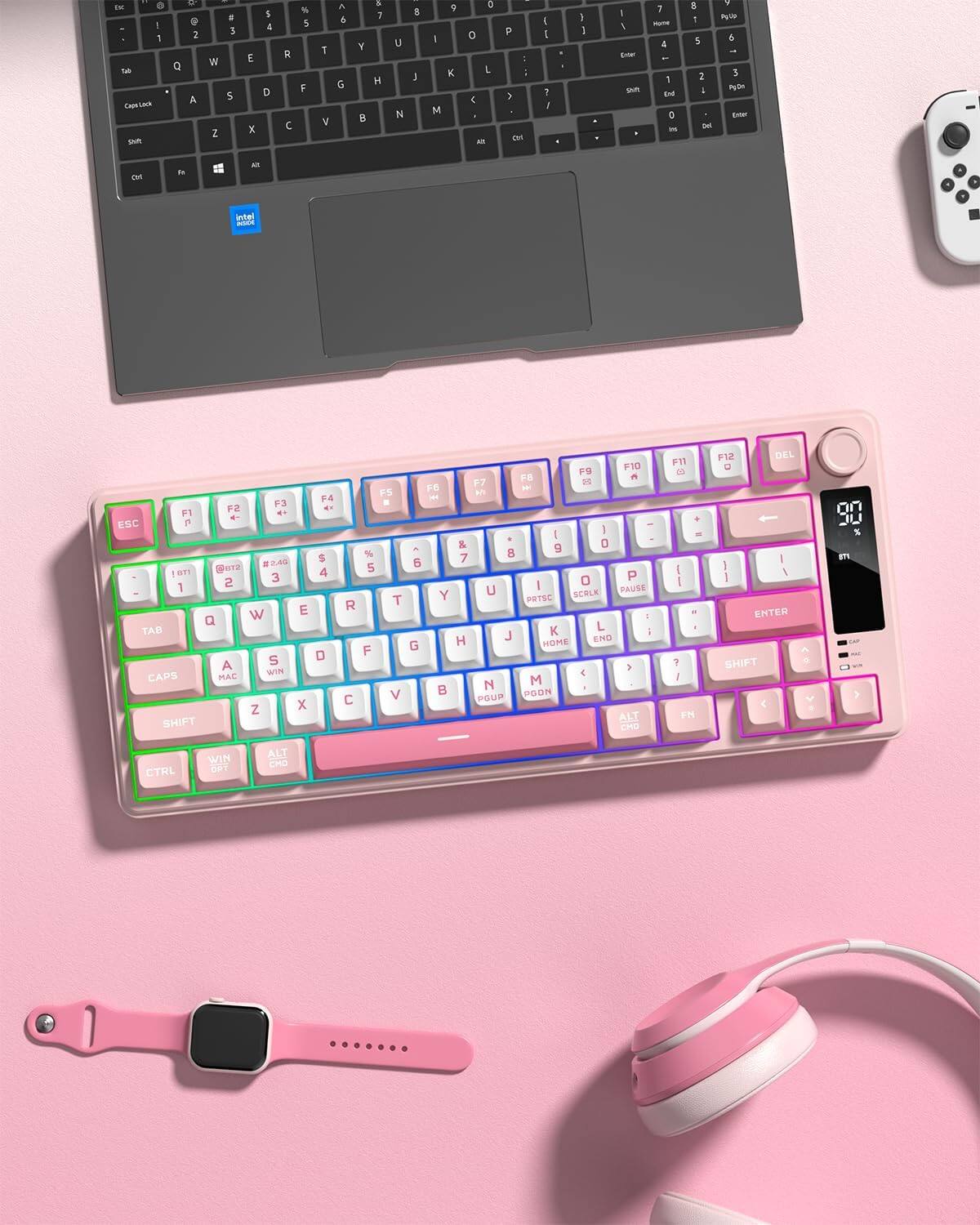 Womier DK75 75% Wireless Gaming Membrane Keyboard, RGB Backlit