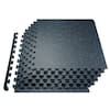 Front. VEVOR - 0.56 Inch Thick Gym Floor Mats, 6 Tiles Rubber Top with EVA Foam, 25" x 25" Gym Flooring Workout Mats - Blue.