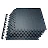 VEVOR - 0.56 Inch Thick Gym Floor Mats, 6 Tiles Rubber Top with EVA Foam, 25" x 25" Gym Flooring Workout Mats - Blue