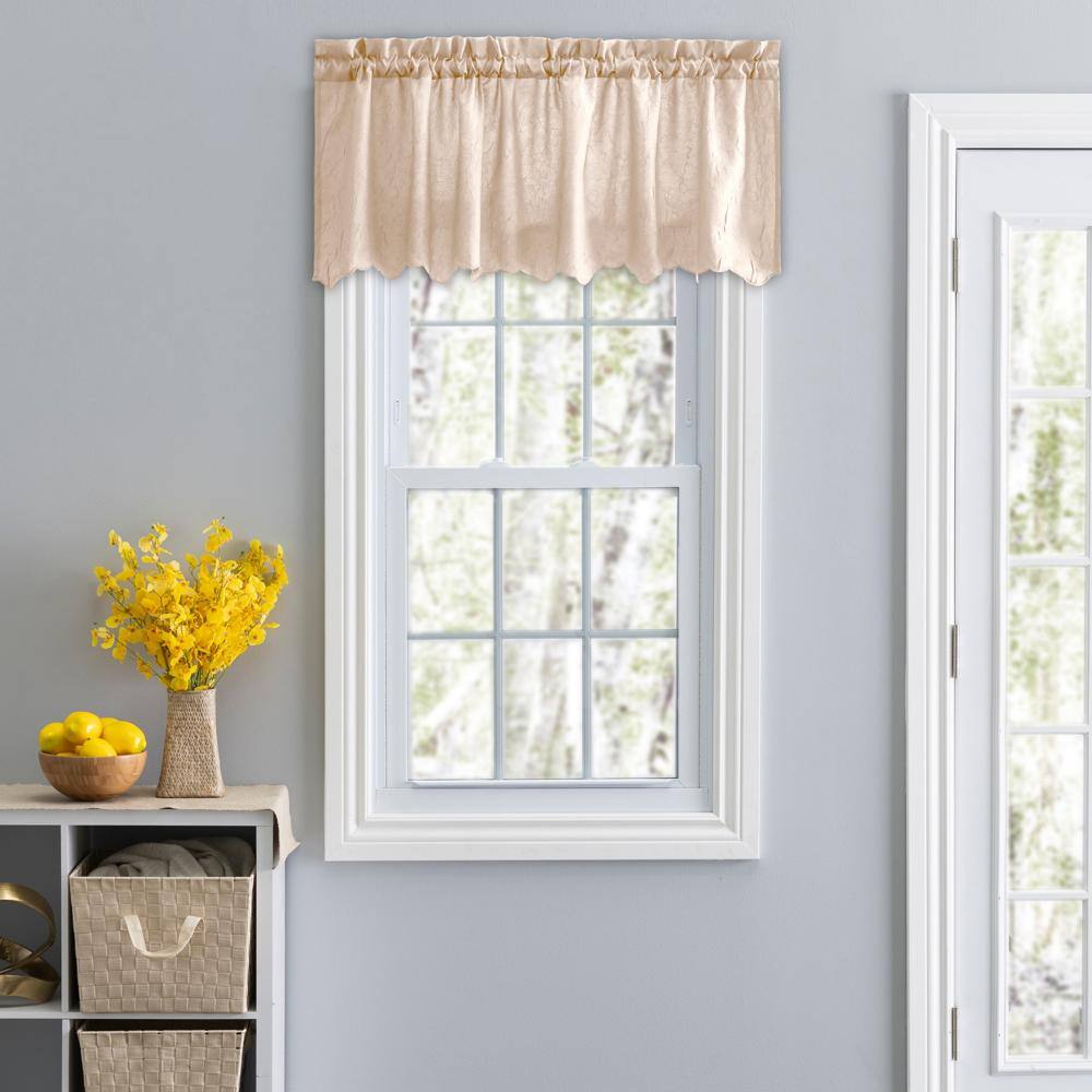 Angle. Ellis Curtain - Ellis Curtain Portland Crushed Taffeta Rod Pocket Valance - 48x15" Natural - Natural.