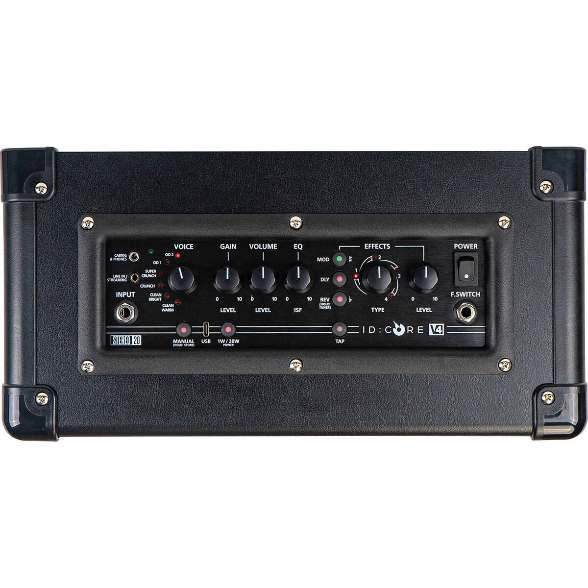 VOICE CABRIG 002 PHONES 001 SUPER LIKE CRUNCH STREAMING  
INPUT CLEAN BRIGHT CLEAN MAN  
GAIN VOLUME 0 10 10 I LEVEL LEVEL  
EQ MOD DLY 10 REV HOLD, TUNEX) ISF 0  
EFFECTS 1 3 4 TYPE 0 10 LEVEL  
POWER F.SWITCH  
STERED 20  
MANUAL USB (MOLD SPORED  
WT 20W POWER  
TAP  
ID: CORE 4
