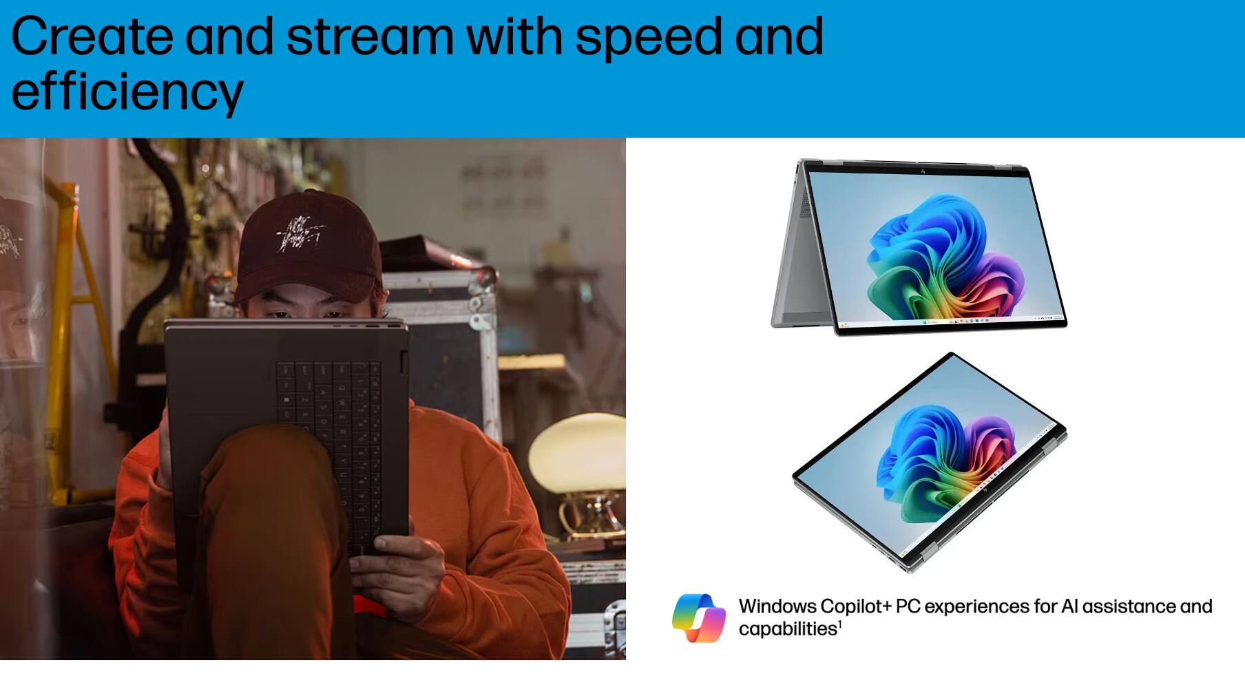 Create and stream with speed and efficiency

Windows Copilot+ PC experiences for AI assistance and capabilities!