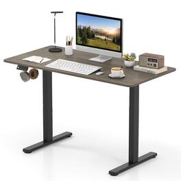 Costway - 48" x 24" Electric Standing Desk with LED Display 2 Memory Height Settings for Home - Gray+Black