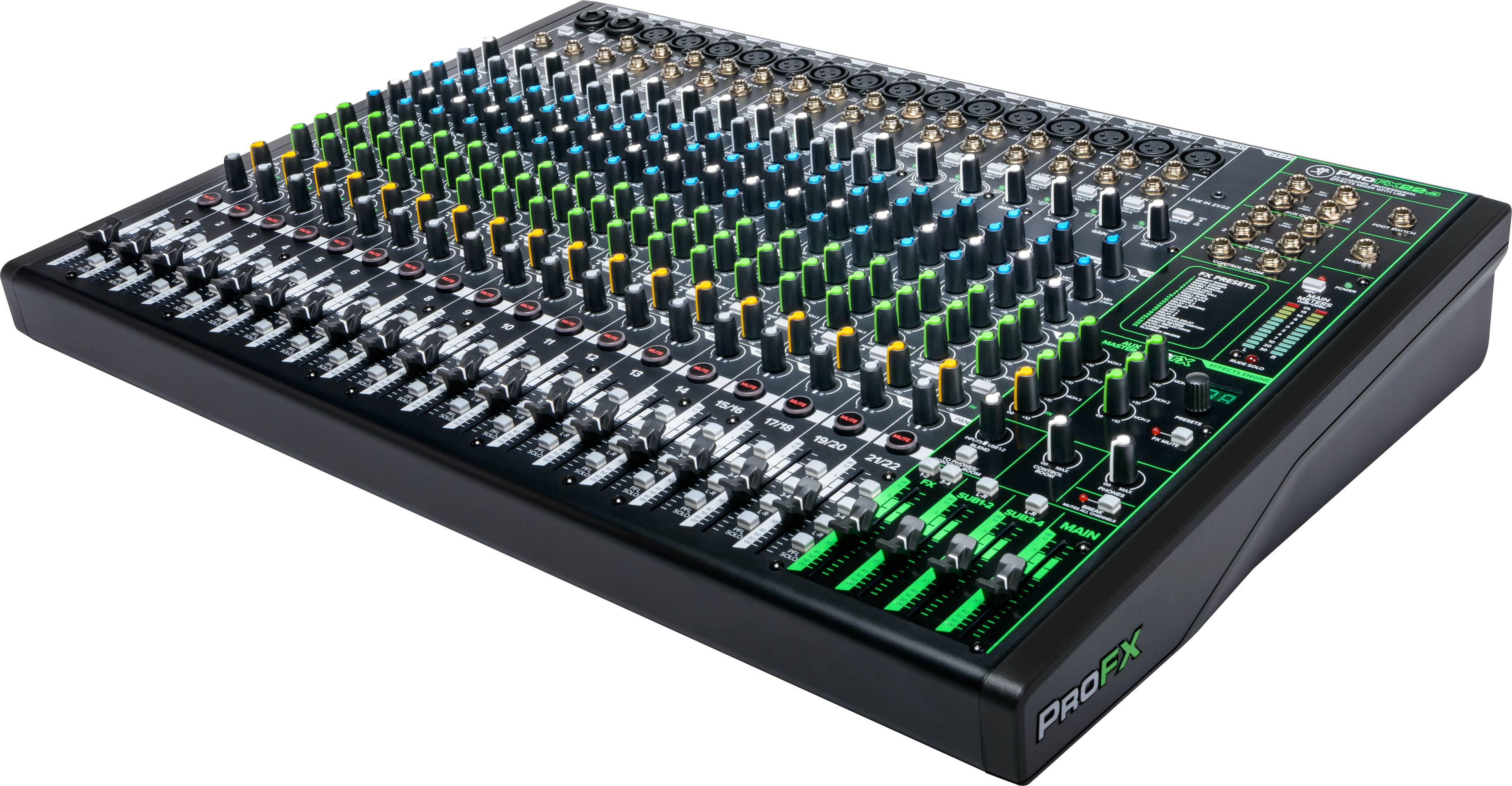 Angle. Mackie - ProFX22v3  Professional Effects Mixer with USB - Black.