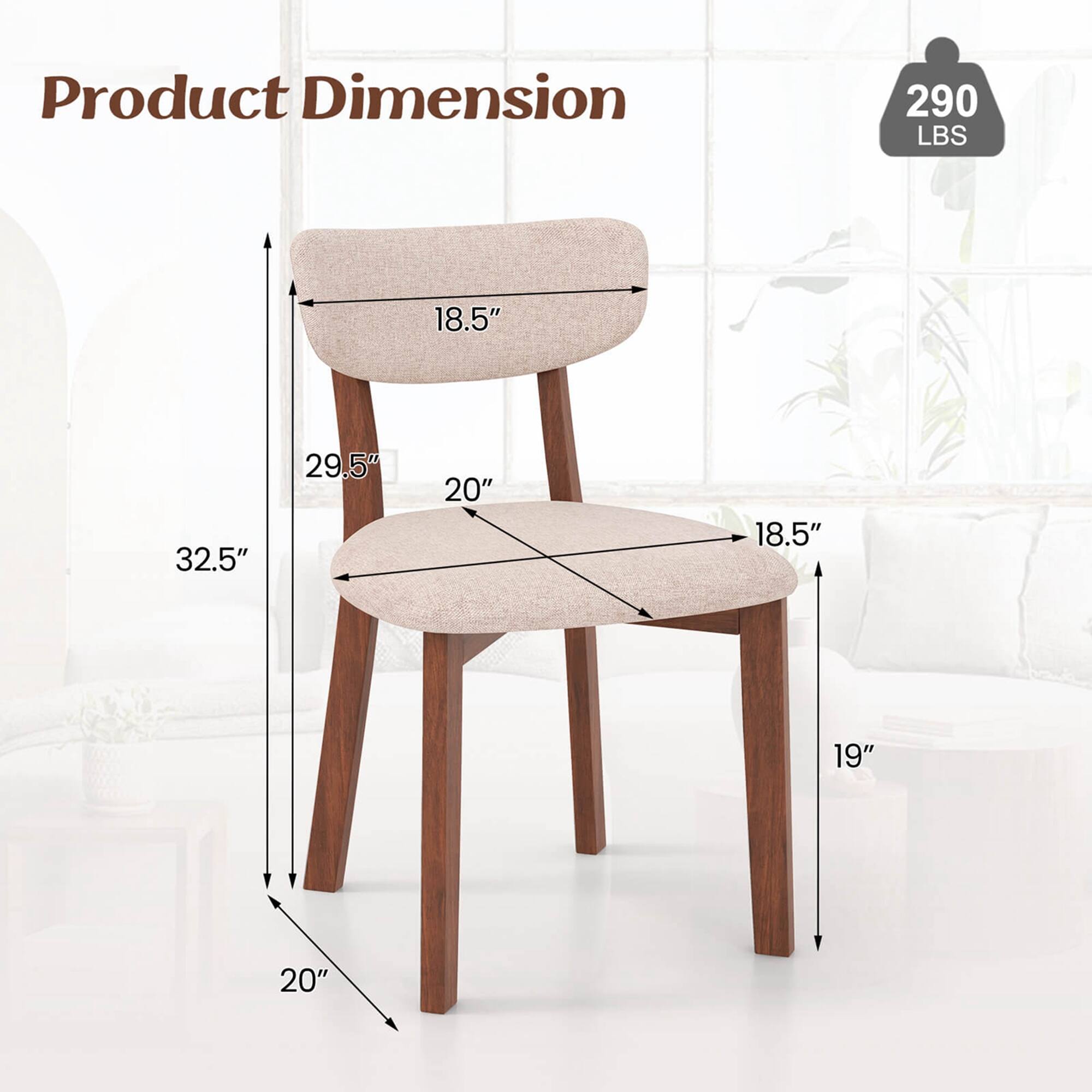 Product Dimension: 18.5", 20", 18.5", 19", 29.5", 32.5", 290 LBS
