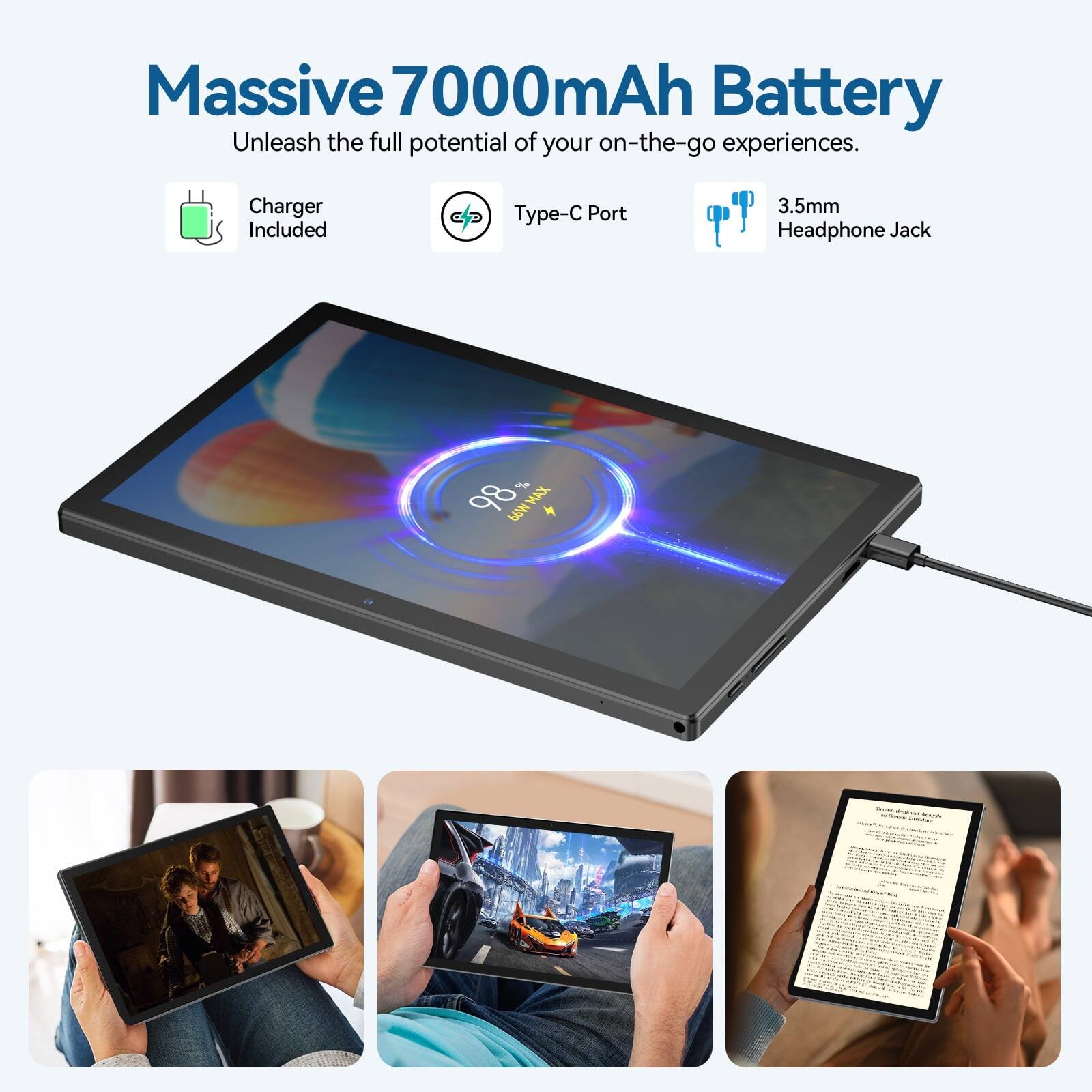 MEIZE Tablet 10 Inch Android 15 Tablets,128GB ROM+24GB RAM,5G Wi