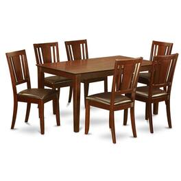 East West Furniture - 7 PC Dining room set for 6-Table and 6 Dining Chairs - Mahogany