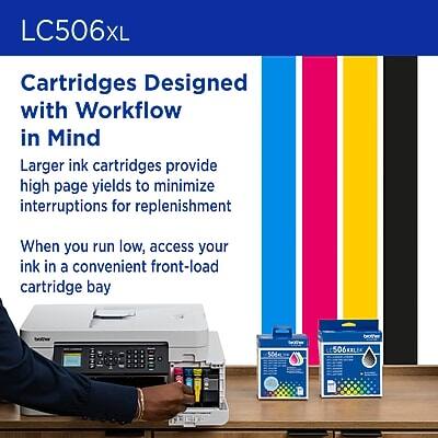 LC506XL

Cartridges Designed with Workflow in Mind

Larger ink cartridges provide high page yields to minimize interruptions for replenishment

When you run low, access your ink in a convenient front-load cartridge bay

www

506XLLA