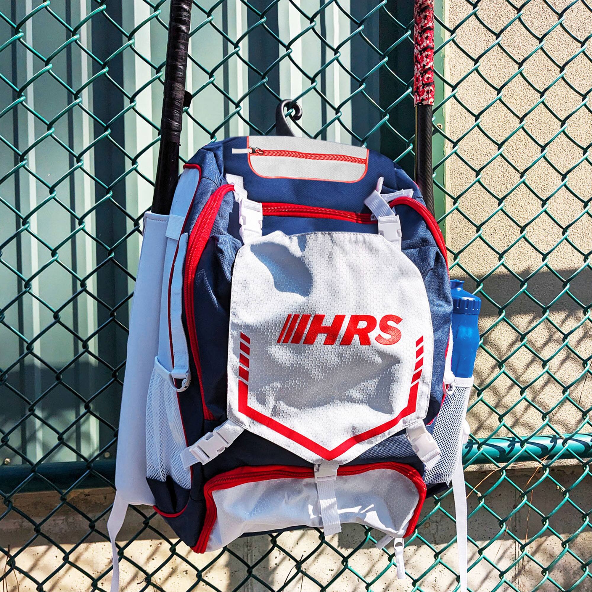 Alt View 2. Hit Run Steal - Hit Run Steal Bat Bag Backpack, Holds 4 Bats, Glove, and Helmet, Red/White/Blue - Red, White, Blue.
