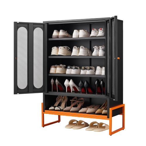 Alt View 2. GOODSILO - Space-Saving Shoe Organizer Cabinet with Adjustable Shelves & Elevated Base - Black.