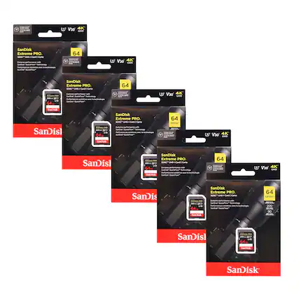 SanDisk Extreme PRO.
SDXC UHS-I Card
64 GB
V30
4K UHD
Extreme performance with SanDisk QuickFlow™ technology
SanDisk Extreme PRO.
SDXC UHS-I Card
64 GB
V30
4K UHD
Extreme performance with SanDisk QuickFlow™ technology
SanDisk Extreme PRO.
SDXC UHS-I Card
64 GB
V30
4K UHD
Extreme performance with SanDisk QuickFlow™ technology
SanDisk Extreme PRO.
SDXC UHS-I Card
64 GB
V30
4K UHD
Extreme performance with SanDisk QuickFlow™ technology