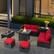 Alt View 3. Costway - 9 PCS Patio Furniture Set with 32" Fire Pit Table 50,000 BTU Square Propane Fire Pit - Red.