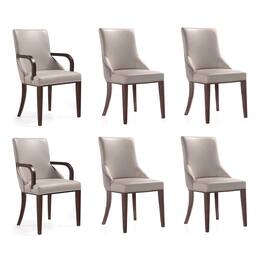 Manhattan Comfort - Shubert Modern 6-Piece Dining Chair Set - Light Gray