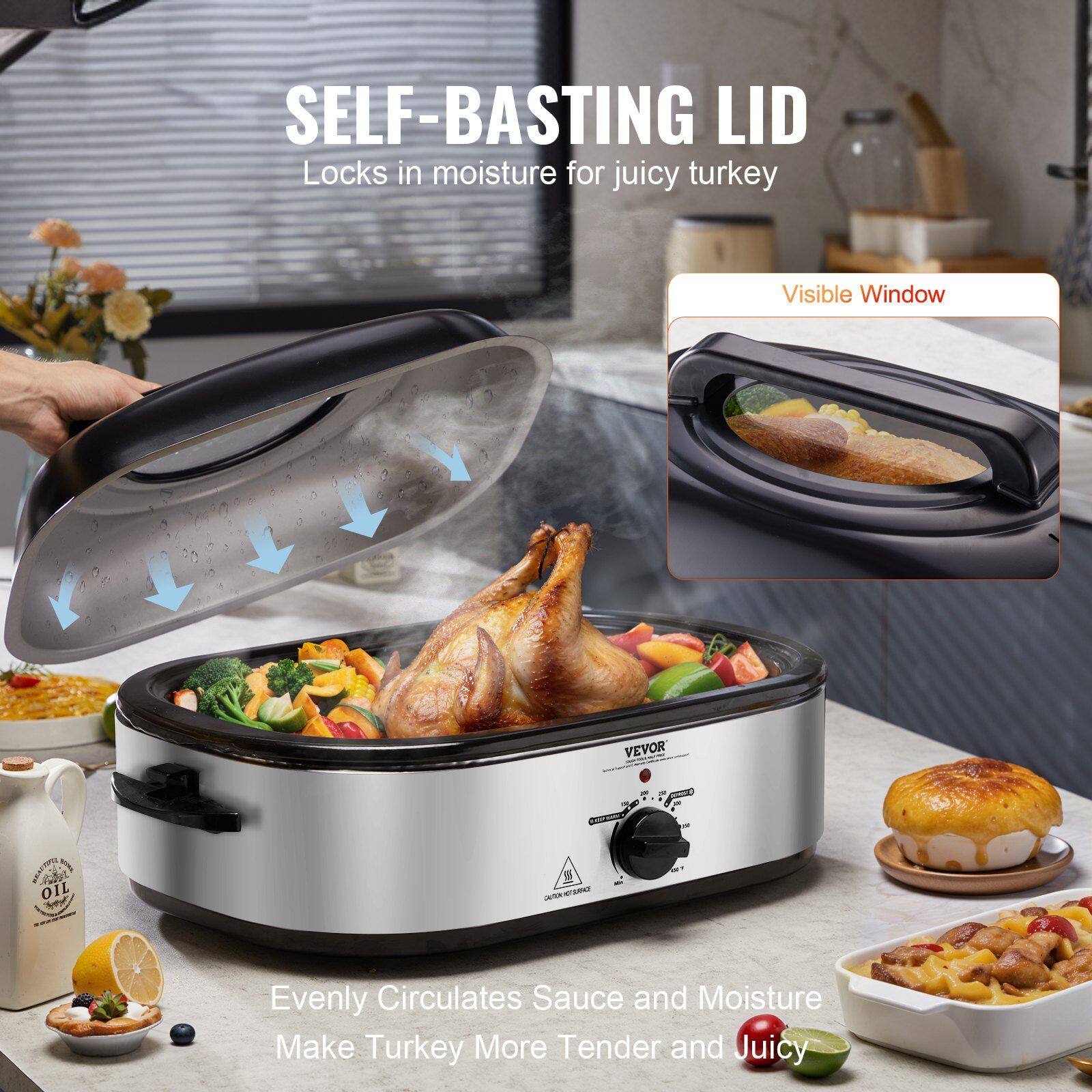 SELF-BASTING LID  
Locks in moisture for juicy turkey  

Visible Window  

Evenly Circulates Sauce and Moisture  
Make Turkey More Tender and Juicy