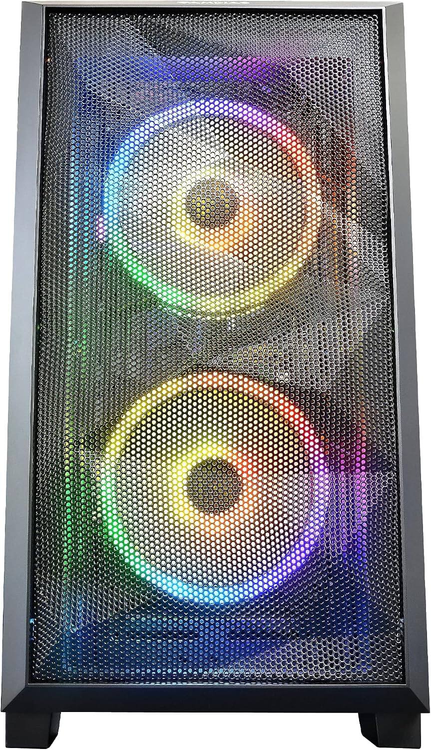 Alt View 1. GAMDIAS - Athena M2 LITE ATX RGB Micro Tower Case, 120mm ARGB Fans, Seamless Tempered Glass, Mesh Front Panel with Color Lighting - Black.