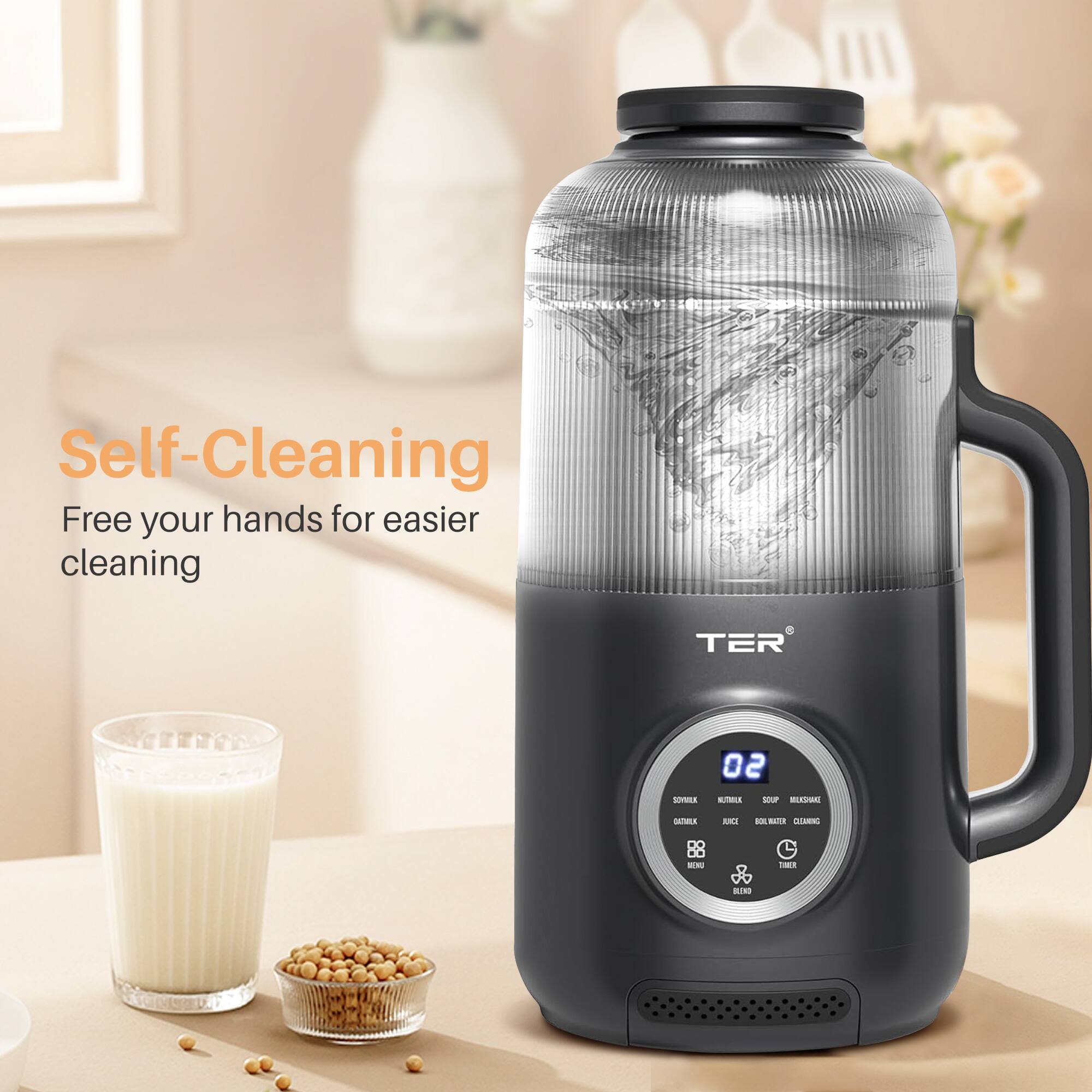Self-Cleaning, Free your hands for easier cleaning, TER SEs 02, MILK, NUTRIENT, SOUP, MILK SHAKE, CLEANING, 88, AIN