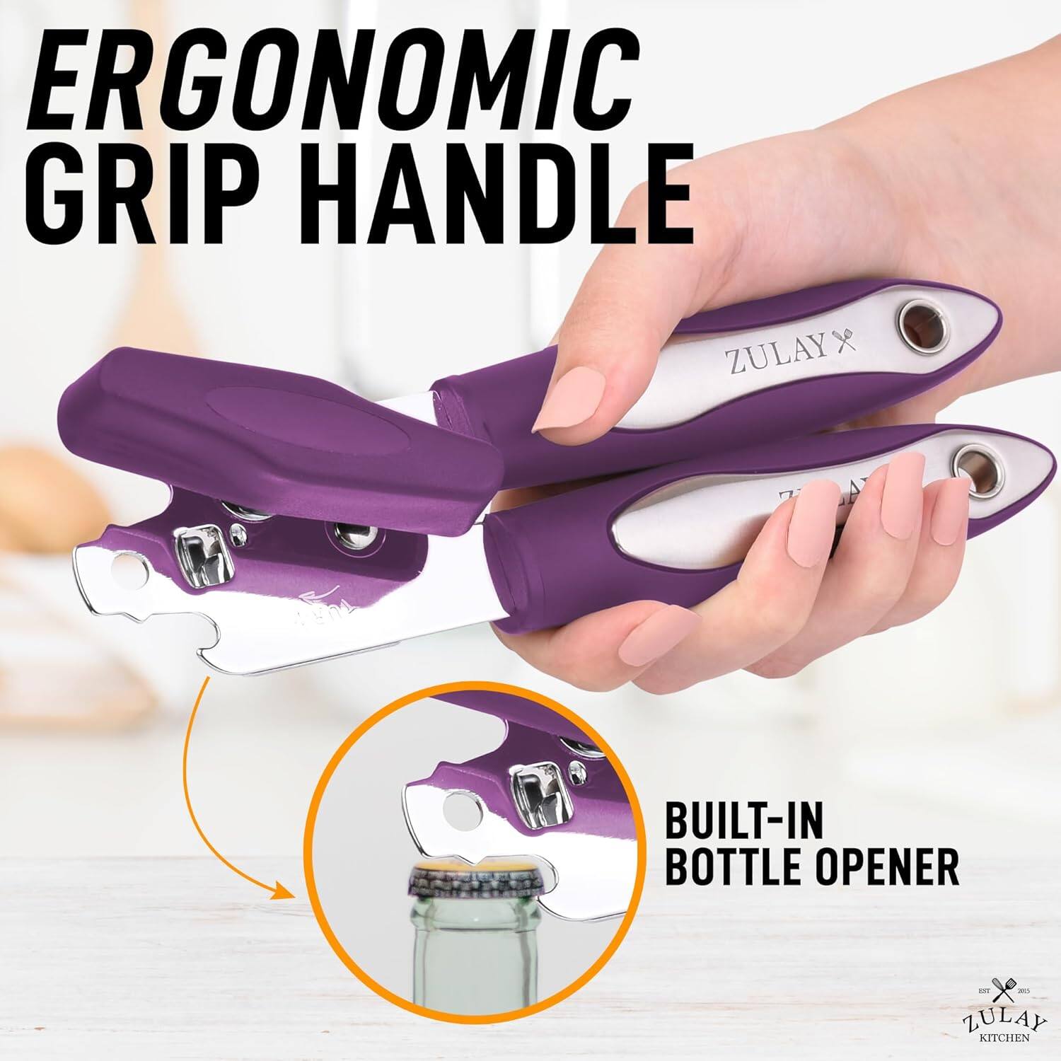 ERGONOMIC GRIP HANDLE

BUILT-IN BOTTLE OPENER

ZULAY KITCHEN