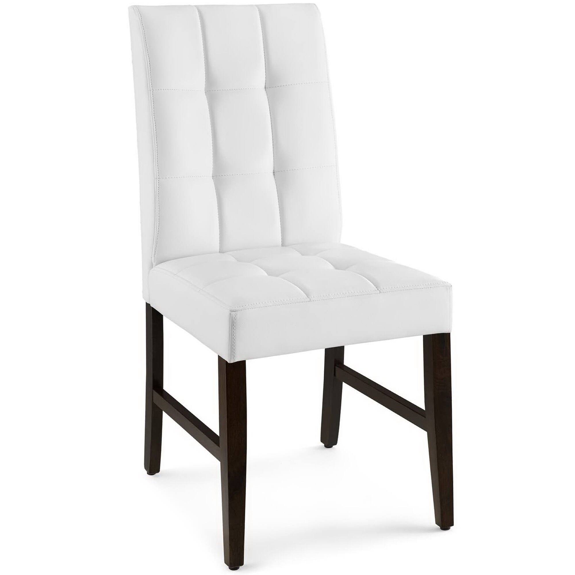 Back. Modway - Promulgate Biscuit Tufted Upholstered Faux Leather Dining Side Chair Set of 2 by Modway - White.