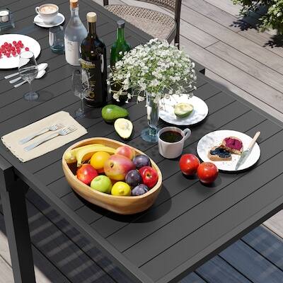 Alt View 4. Crestlive Products - Crestlive Products Large Patio All Aluminum Rust Resistant Extendable Outdoor Dining Table - Black.