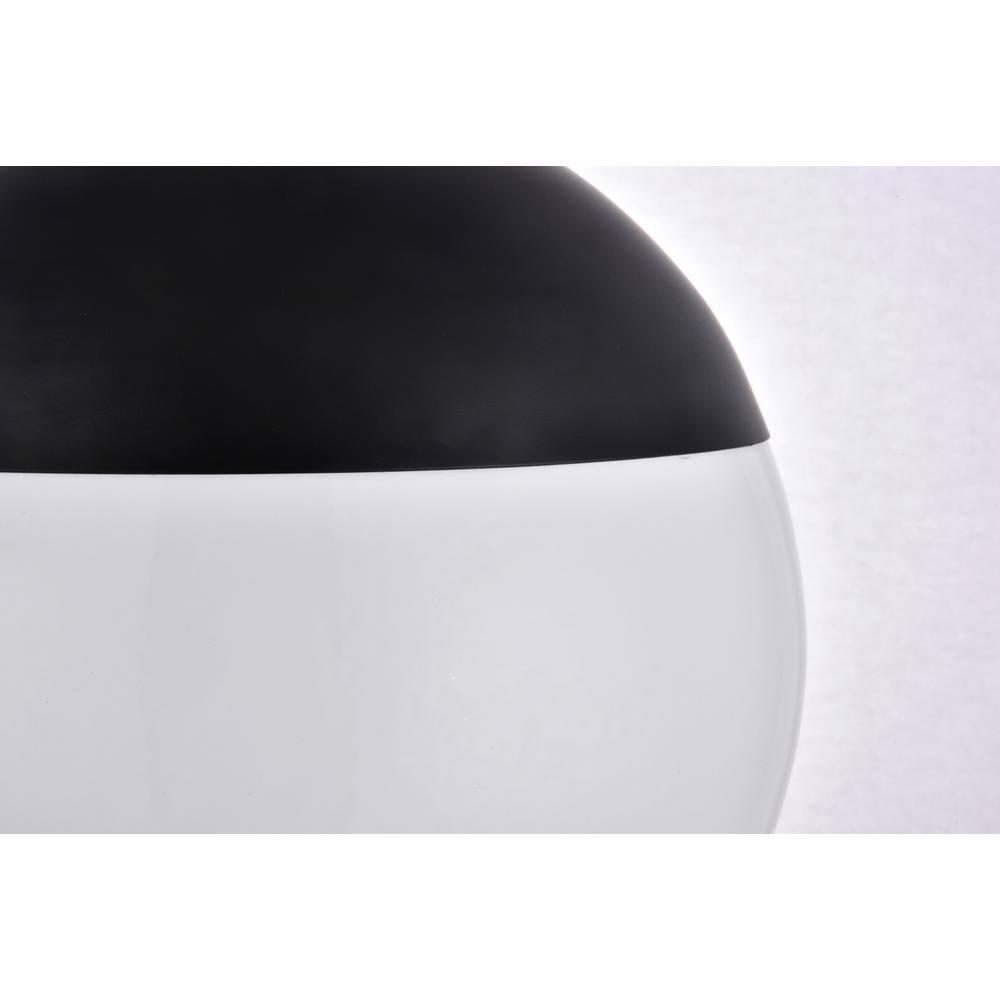 Alt View 3. Living District - Eclipse 1 Light Black Pendant With Frosted White Glass - Black And Frosted White.