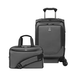 Travelpro - Crew Classic 2-Piece Set - Carry On 21-Inch Spinner & Underseat Travel Tote Bag - Titanium Grey