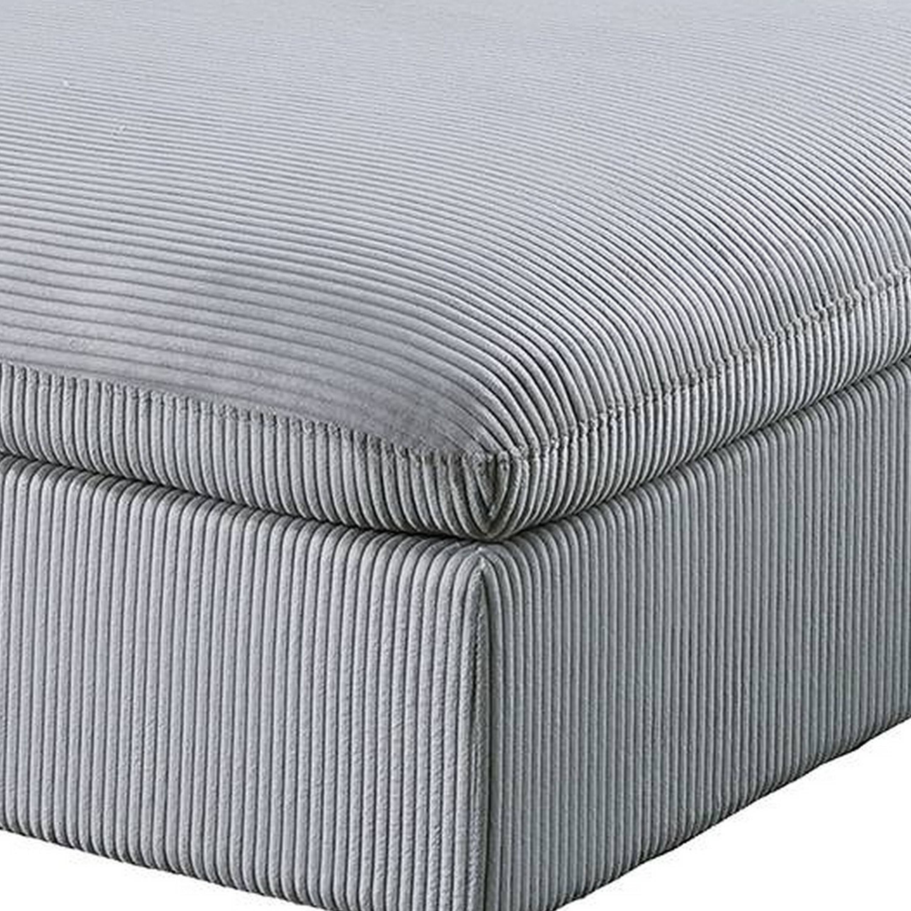 Alt View 2. Manhattan Lane - Joana Cocktail Ottoman, Light Gray Corduroy, Modular Square 39 Inch - Gray, Black.