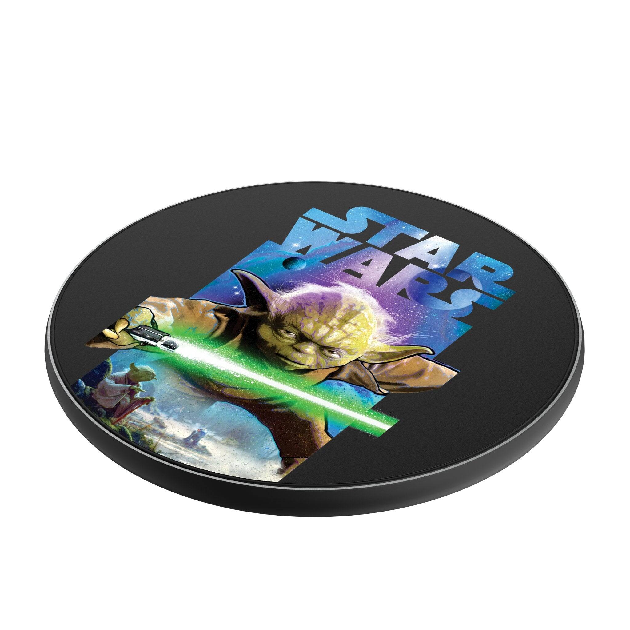 Angle. Keyscaper - Star Wars: A New Hope Portrait Collage 15-Watt Wireless Charger - Yoda.