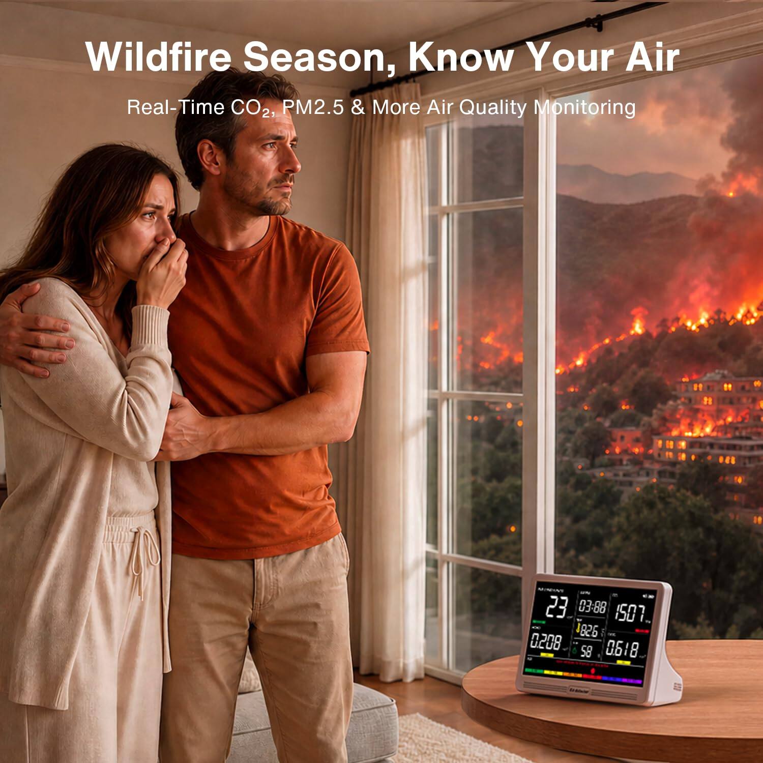Wildfire Season, Know Your Air  
Real-Time CO2, PM2.5 & More Air Quality Monitoring  

WAY ~ 03:88 1507 826 0208 58 0618 POLUTE