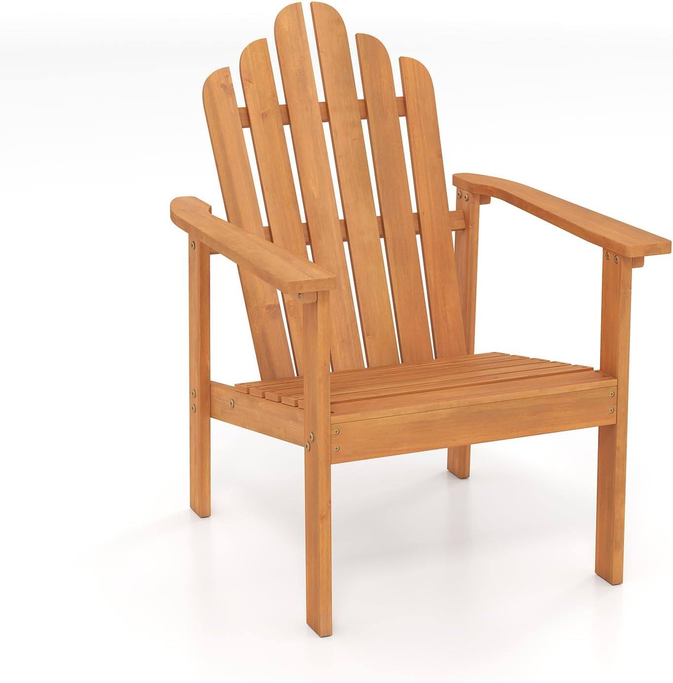 Gymax - Stackable Adirondack Chair Acacia Wood Outdoor Chair w/ Slatted Backrest & Seat - Yellow price history on PriceWatchPro