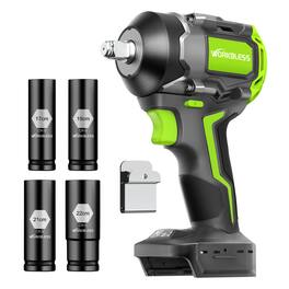 Unique Bargains - 850Nm Cordless Impact Wrench for Makita 18V Battery, Brushless 1/2″ Impact Gun, 3-Speed, 4 Sockets, LED Light