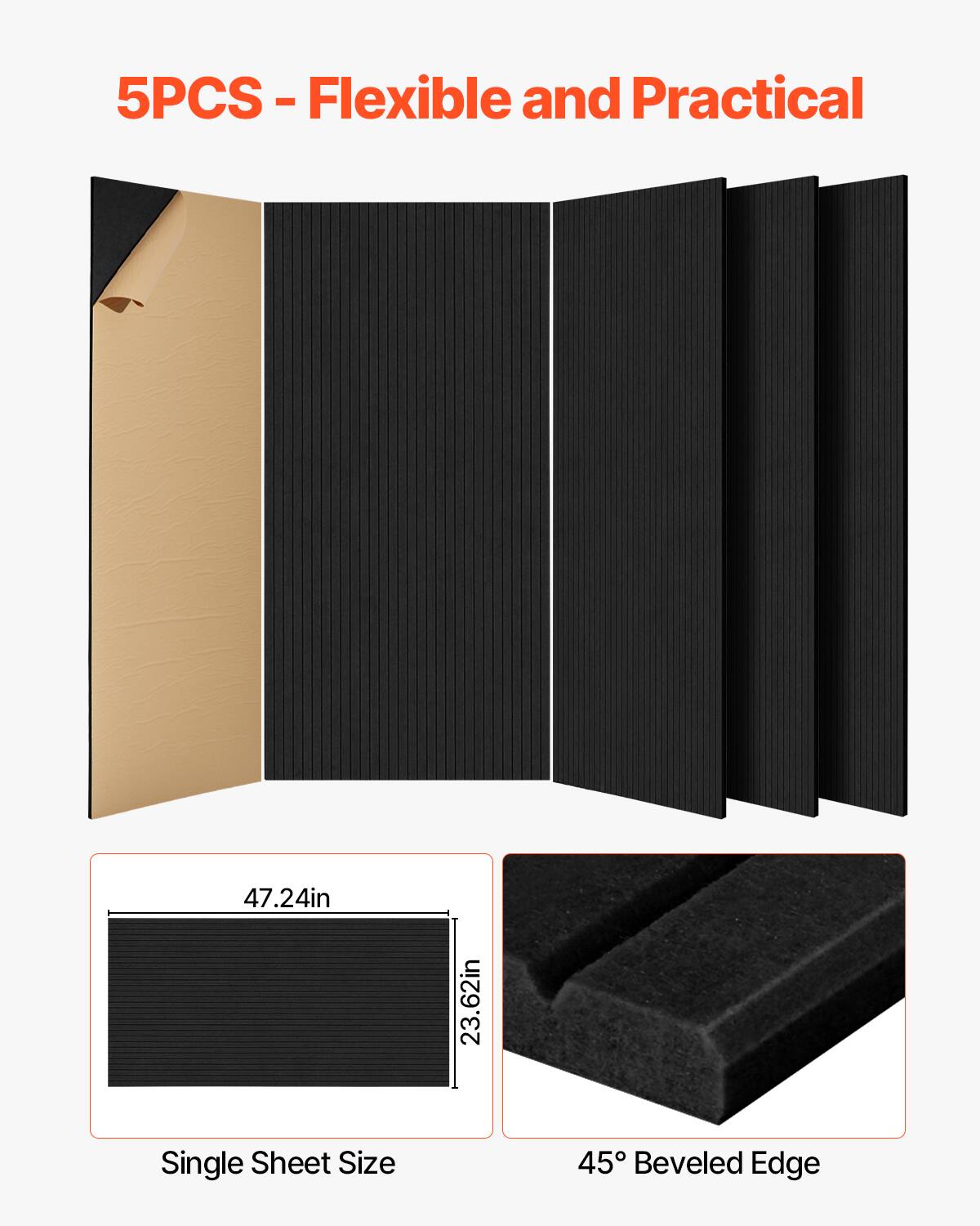 5PCS - Flexible and Practical

Single Sheet Size: 47.24in x 23.62in

45° Beveled Edge