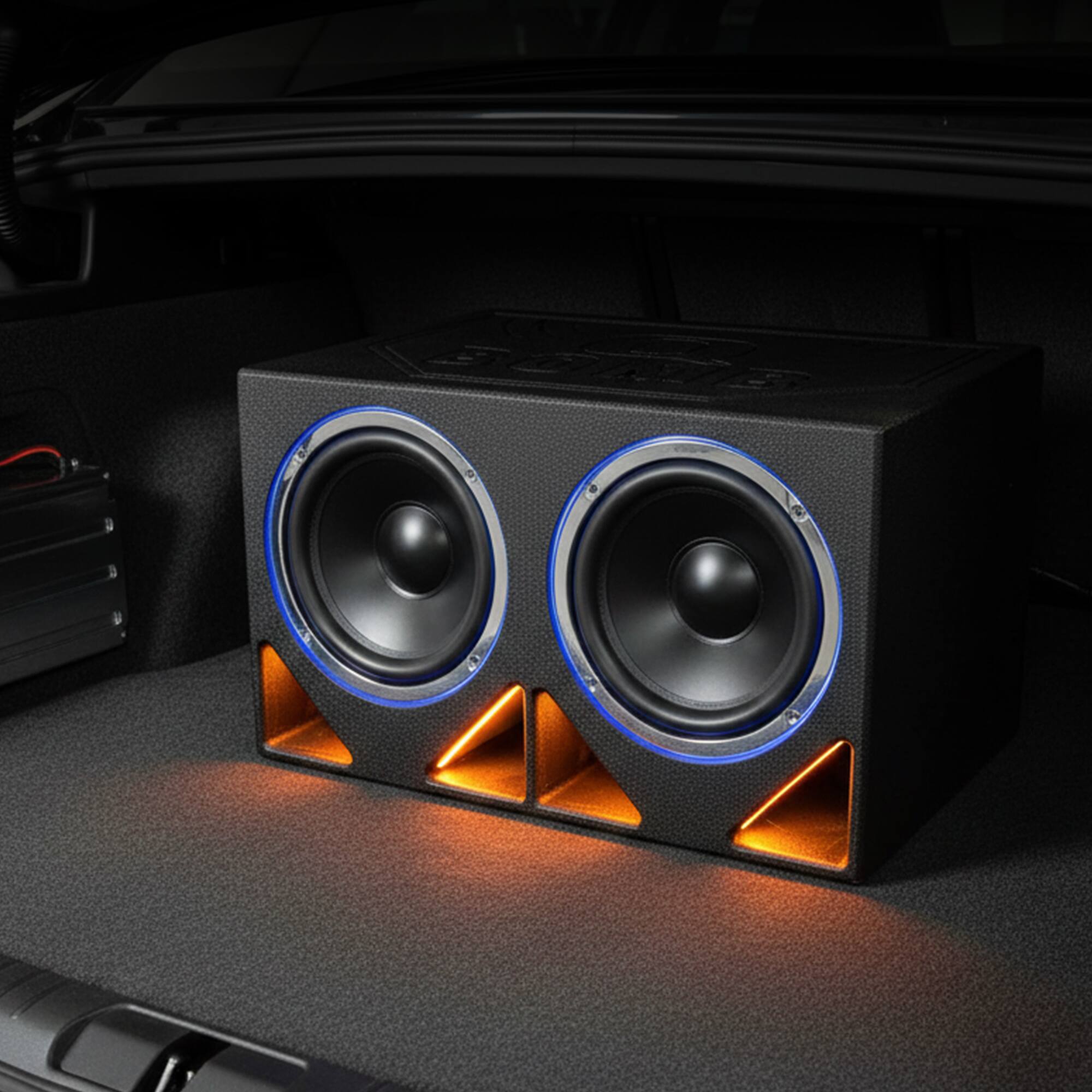 Alt View 4. QPower - QPower QBOMB12TB Dual 12" Triangle Ported Car Audio Subwoofer Box Enclosure - Black.