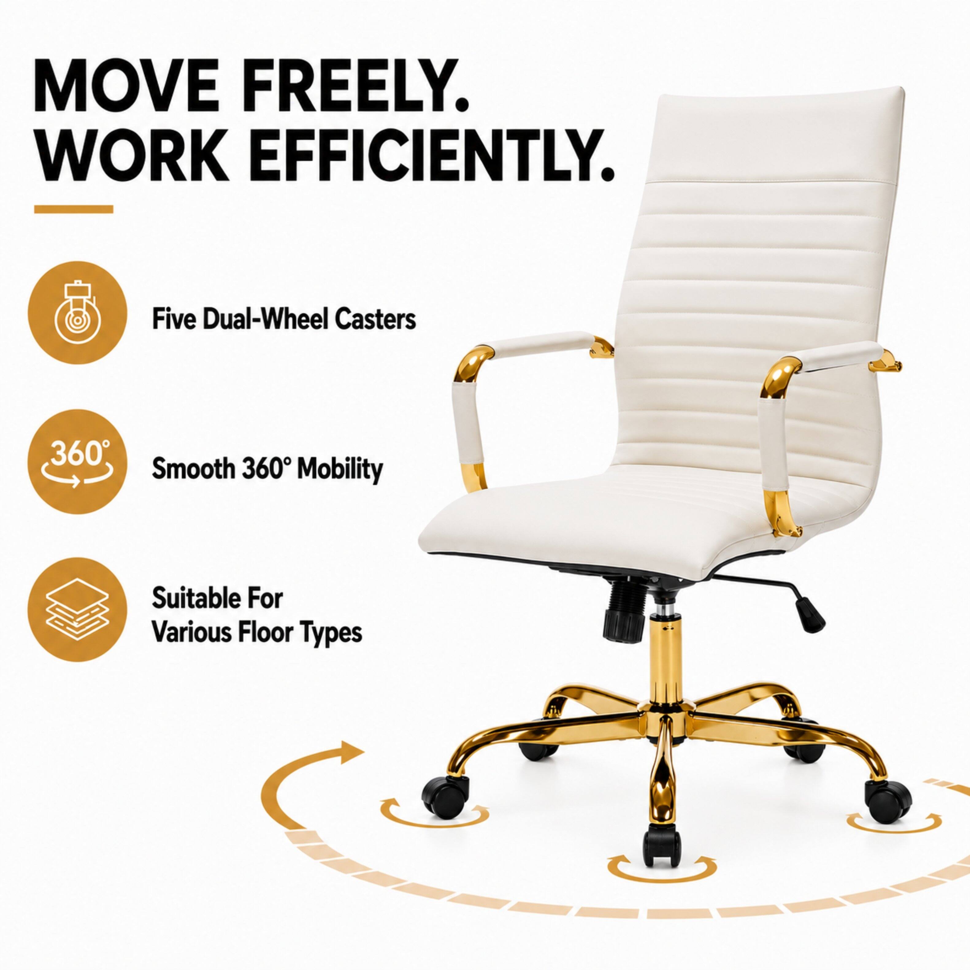 MOVE FREELY. WORK EFFICIENTLY.

Five Dual-Wheel Casters

Smooth 360° Mobility

Suitable For Various Floor Types