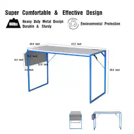 JJS - Small Computer Desk Simple Style Writing Desk - White/Blue
