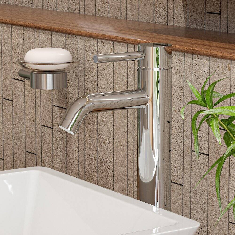 Alt View 1. Alfi - Tall Polished Chrome Single Lever Bathroom Faucet - Silver.