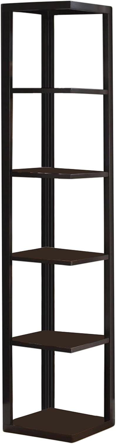 Angle. Kings Brand Furniture - Kings Brand Furniture Hollis 5-Shelf Wood Bookcase Wood Wall Corner 5-Tier Bookshelf Case, Espresso Finish - Dark Brown.