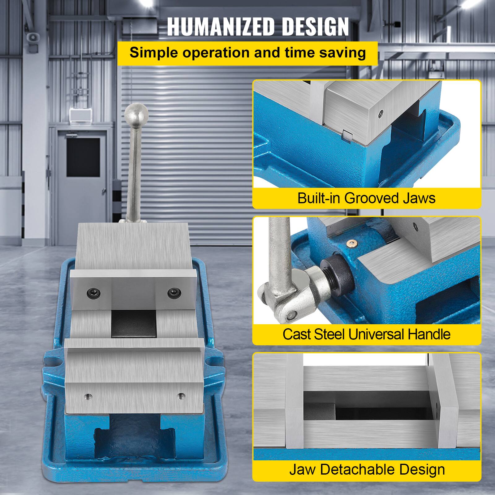 HUMANIZED DESIGN  
Simple operation and time saving  

- Built-in Grooved Jaws  
- Cast Steel Universal Handle  
- Jaw Detachable Design