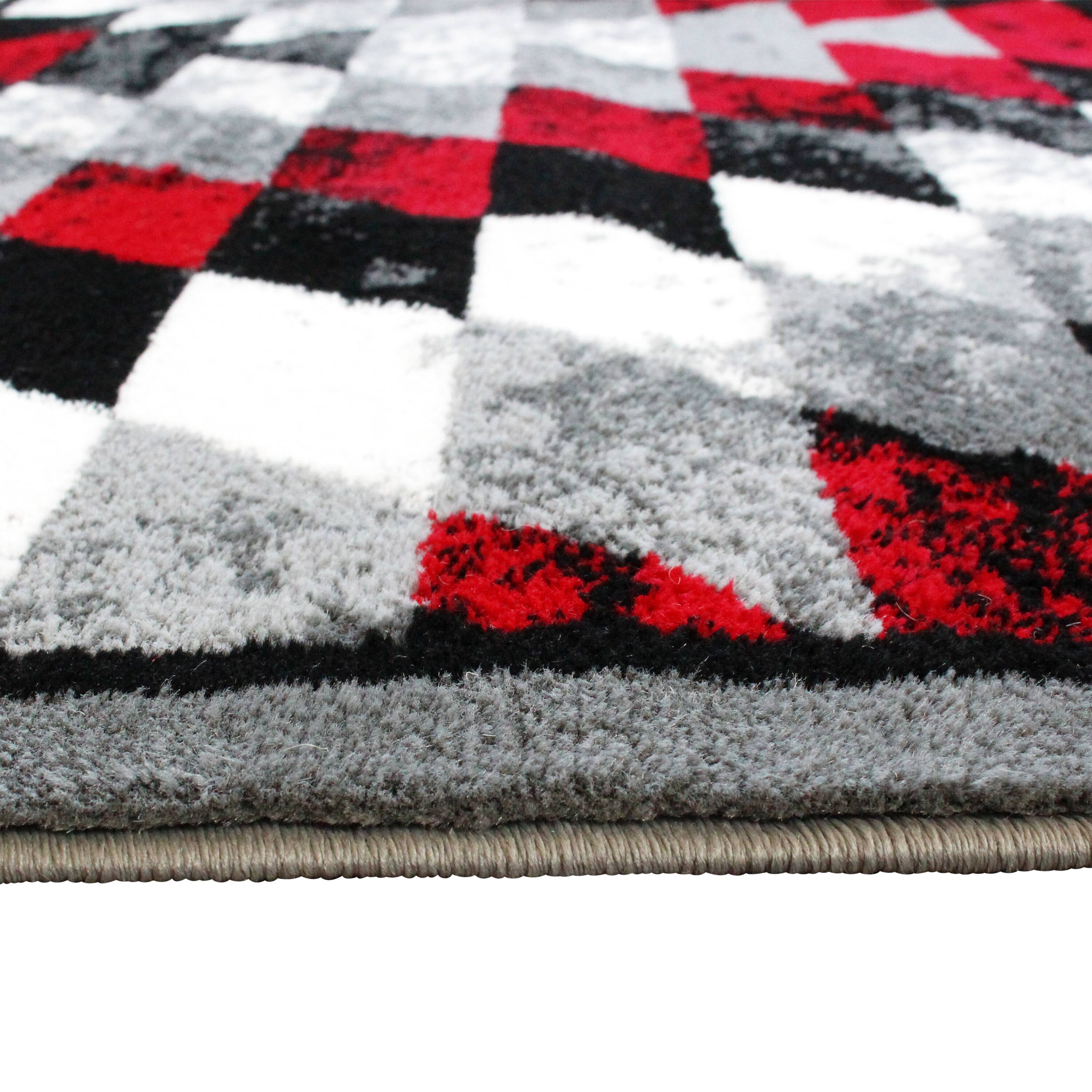 Alt View 5. Emma + Oliver - Tucson Distressed Southwestern Diamond Motif Plush Pile Olefin Accent Rug - Jute Backing - Red.