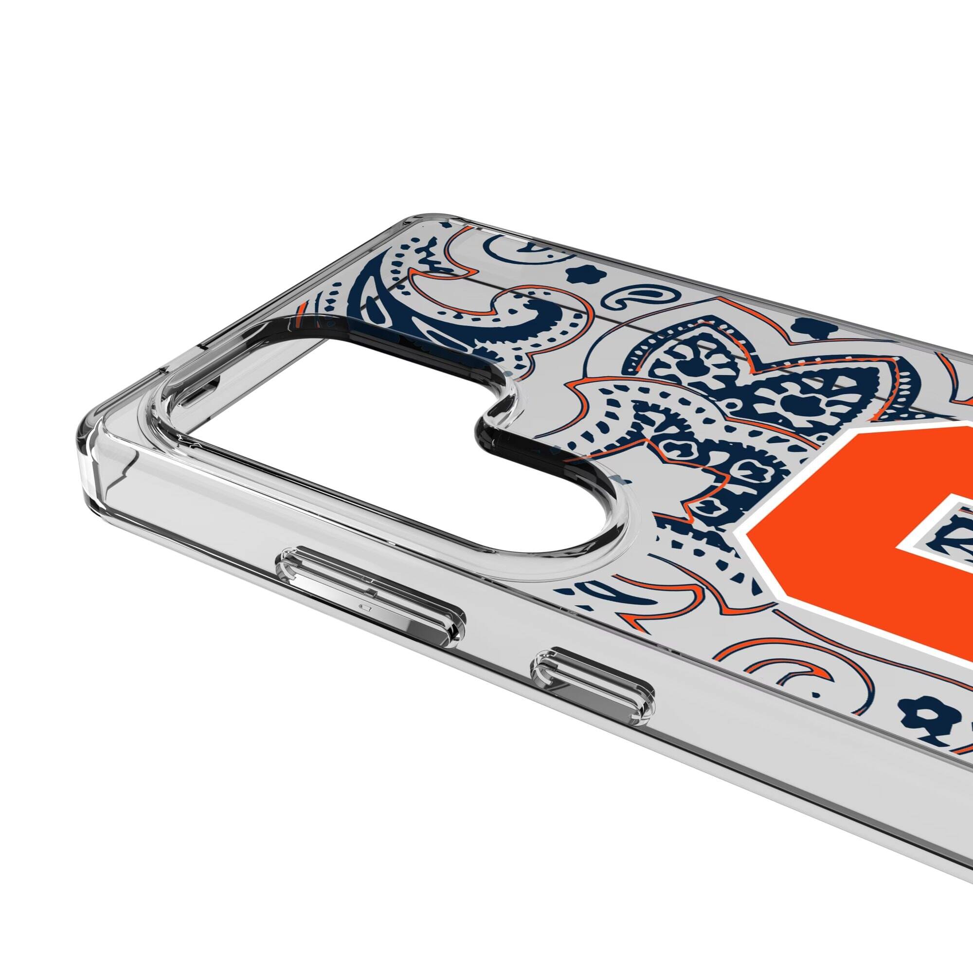 Alt View 2. Keyscaper - Syracuse Orange Paisley Galaxy Clear Case - S24 Ultra - Multicolor.