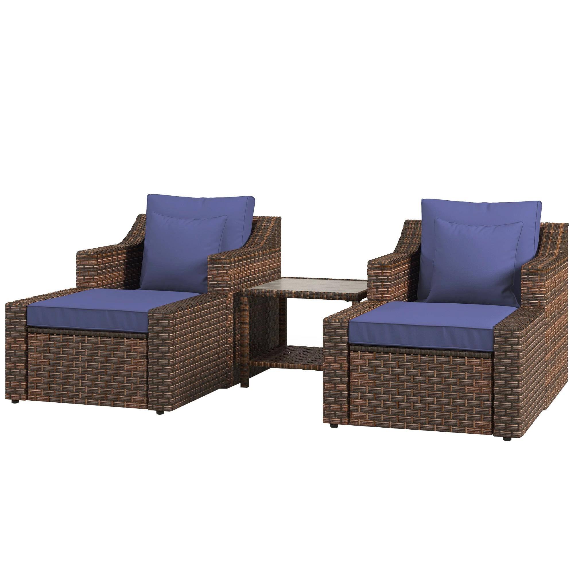 Resenkos - 5pc Patio Furniture Set, Outdoor Sectional Furniture - Blue