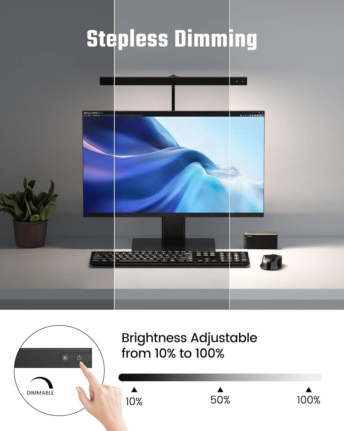 Stepless Dimming

Brightness Adjustable from 10% to 100%

DIMMABLE