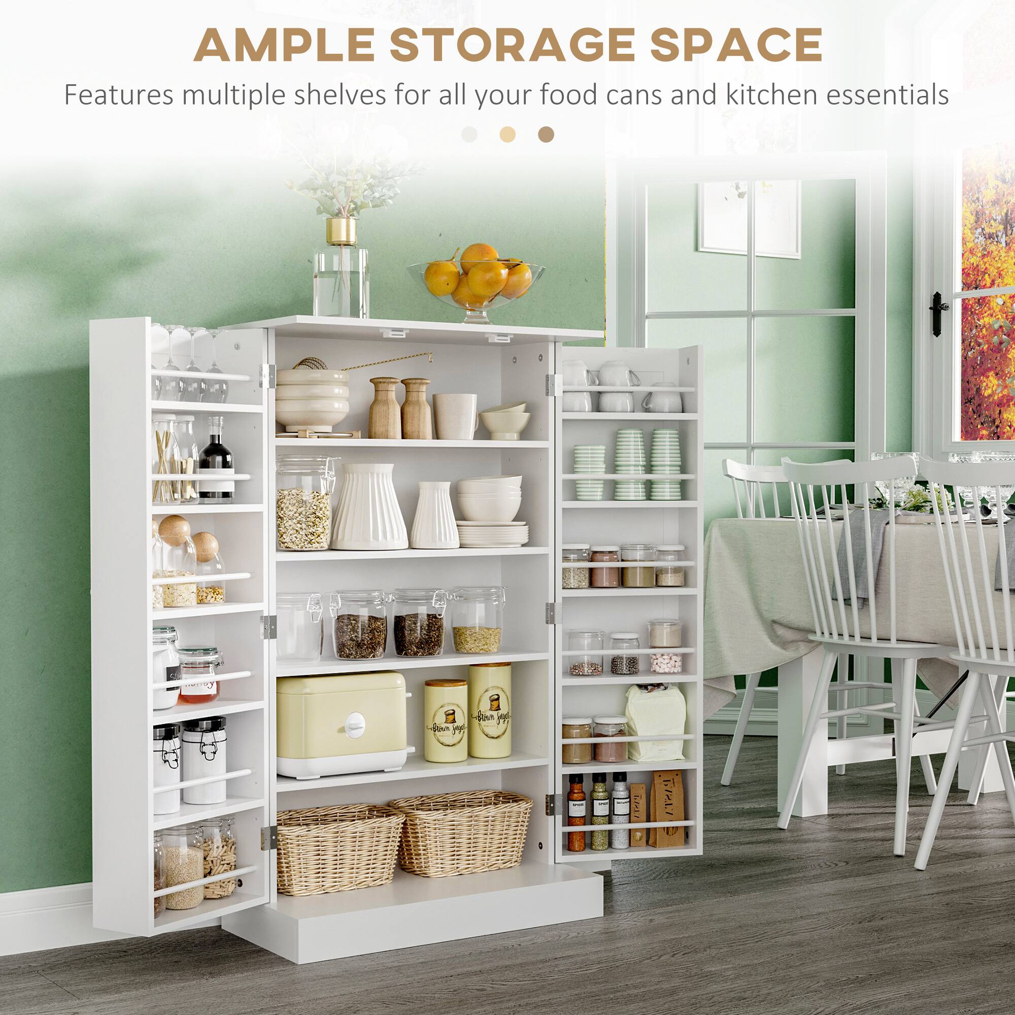 AMPLE STORAGE SPACE  
Features multiple shelves for all your food cans and kitchen essentials