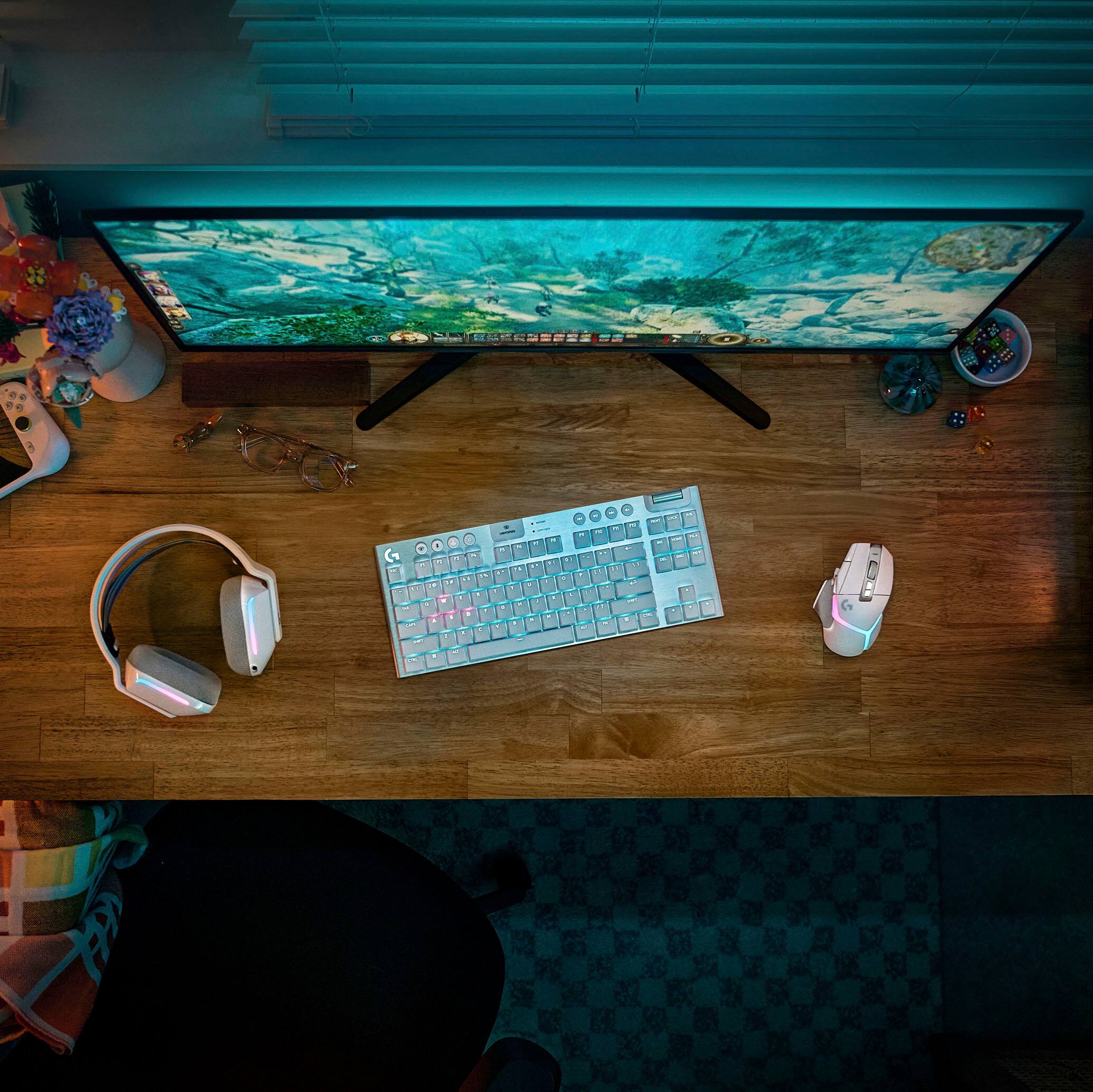 Alt View 20. Logitech - G915 X LIGHTSPEED TKL Wireless Mechanical GL Brown Tactile Switch Gaming Keyboard for PC/Mac with RGB Backlighting - White.