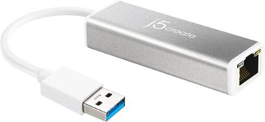 j5create - USB 3.0 Gigabit Ethernet Adapter - Silver - Front_Zoom