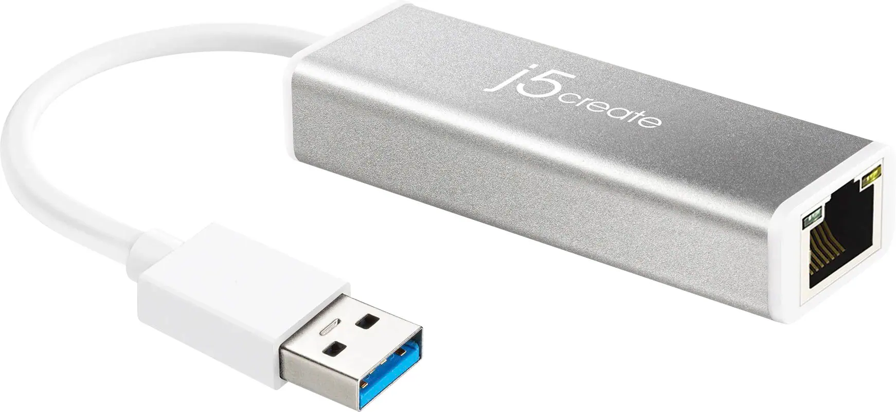 Front. j5create - USB 3.0 Gigabit Ethernet Adapter - Silver.